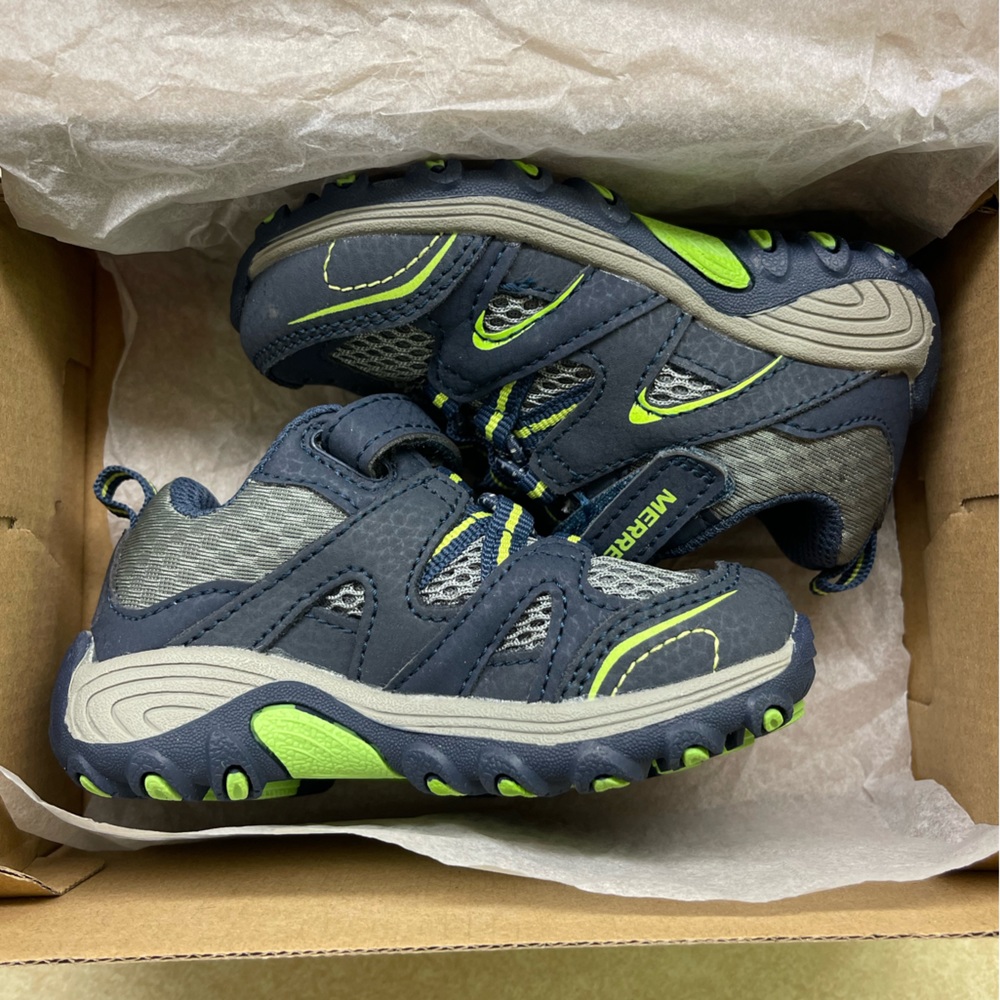 Merrell Trail Chaser Jr. Sneaker sz 6 Wide Blue Gray Green Little Kids